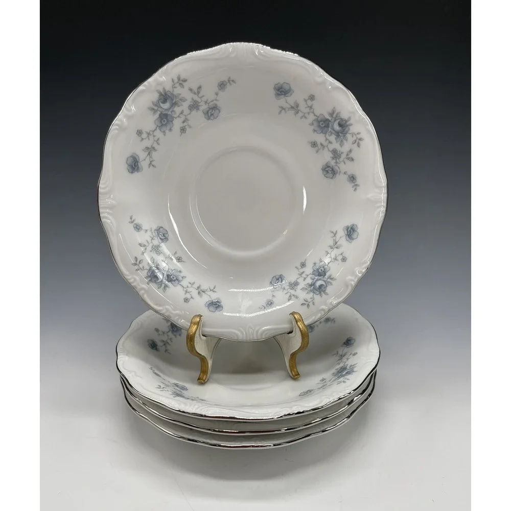4 Johann Haviland Bavaria Germany Blue Garland Teacup Saucer‎ Plate 6